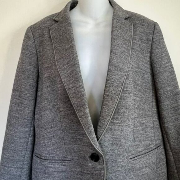 ANN TAYLOR SIZE 12 GRAY WOOL BLEND HUTTON BLAZER - Picture 3 of 11